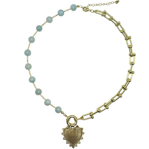 Heart Charm Necklace - Light Blue